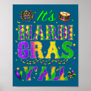 Affiche Mardi gras vous tous tenue de carnaval de la fête