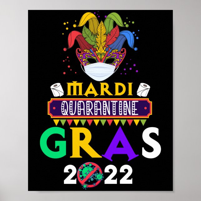 Affiche Mardi Quarantine Gras 2022 Festival Visage Masque (Devant)