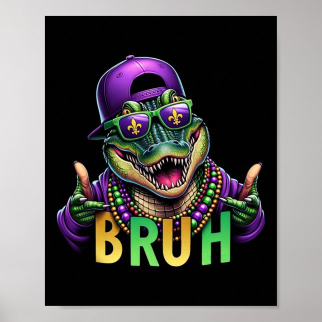 Affiche Mardigator Alligator Bruh Mardi Gras Costume Ados (Devant)
