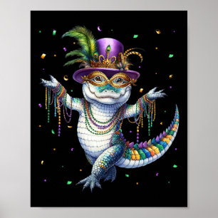Affiche Mardigator mardi Gras Alligator Danseuse Carn