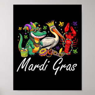Affiche Mardigator Mardi Gras Alligator Hommes Femmes Mard