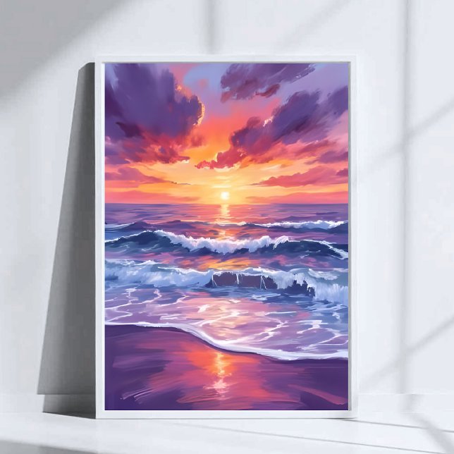 Affiche Marée violette Peinture d'océan de vagues de couch (Créateur téléchargé)