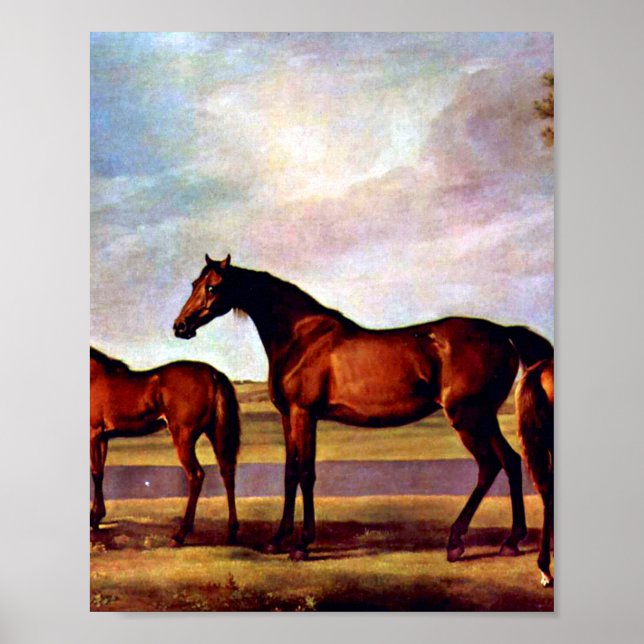Affiche Mares et poulains de George Stubbs (Devant)