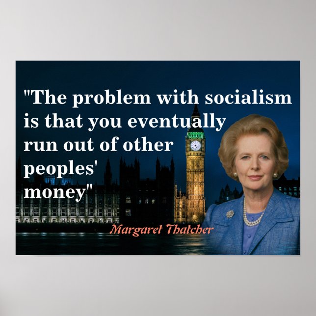 Affiche Margaret Thatcher Citation sur l'affiche du social (Devant)