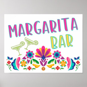 Affiche Margarita Bar Fiesta Fête Colorée Mexicaine