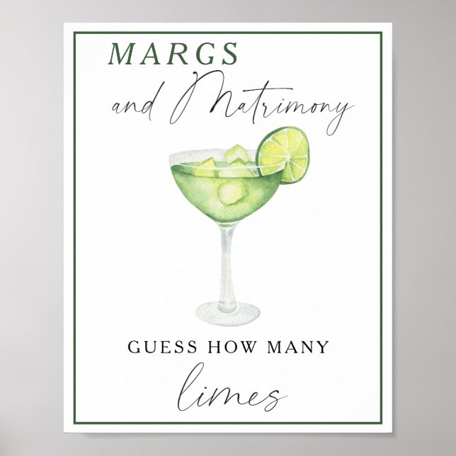 Affiche Margarita Bridal Shower - Combien de citrons verts (Devant)