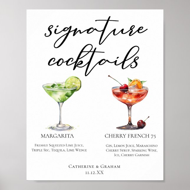 Affiche Margarita Cherry Français 75 Cocktails Mariages Me (Devant)