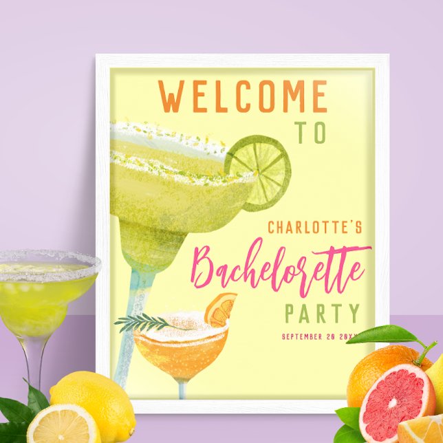 Affiche Margarita Lime Personnalisée Bachelortie Bienvenue (Créateur téléchargé)