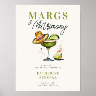 Affiche Margs Mariage Sombrero Fête des mariées Bienvenue