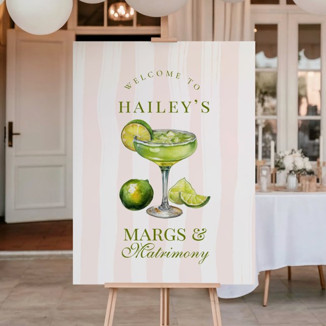 Affiche Margs & Matrimony Margarita Bridal Shower Sign (Créateur téléchargé)
