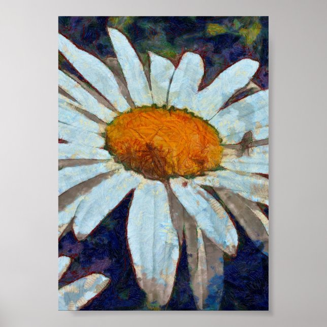 Affiche Marguerite Daisy avec Insectes ailées Art Floral (Devant)