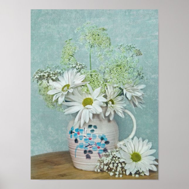 Affiche Marguerites dans un vieux pichet (Devant)