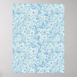Affiche Marguerites en blanc et bleu sur verre de mer