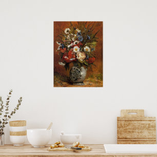Affiche Marguerites et pivoines en Vase Bleu