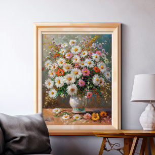 Affiche Marguerites Peintes Gouache Colorées