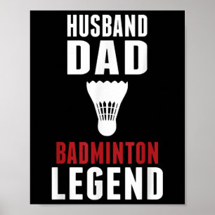 Affiche Mari Badminton Drôle Sportif Mari Papa Amateur de