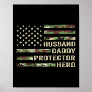 Affiche Mari Daddy Protecteur Héros Fête des pères Camo Am