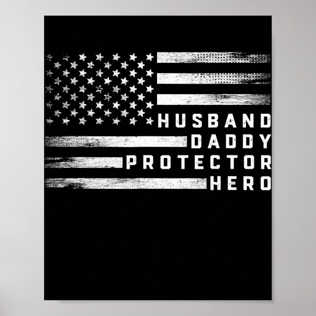 Affiche Mari Daddy Protecteur Héros Fête des pères US Drap (Devant)