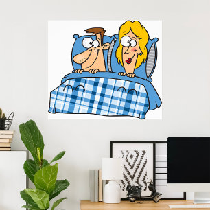 Affiche Mari et femme humoristiques au coucher
