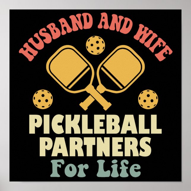 Affiche Mari Et Femme Partenaires De Pickleball Pour La Vi (Devant)