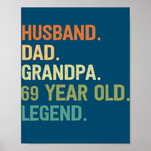 Affiche Mari papa pépé 69 ans 69e anniversaire
