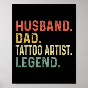 Affiche Mari papa tatouage Artiste Légende Drôle Retro Cad