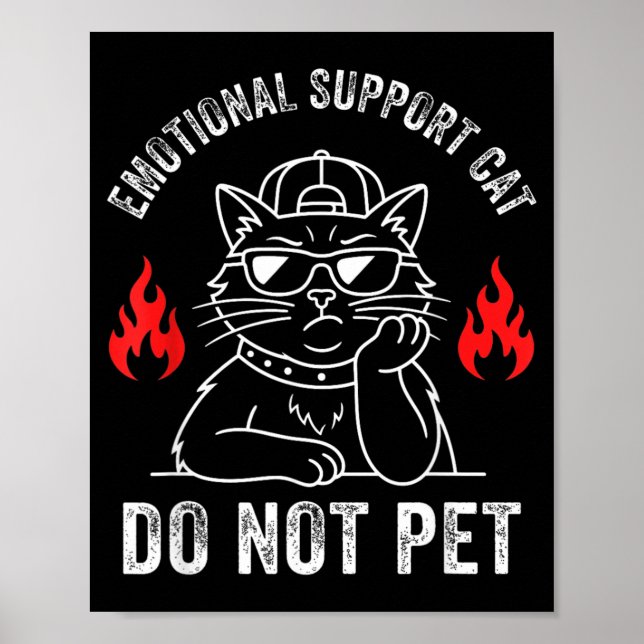 Affiche Mari Support Émotionnel Ne Caressez Pas Drôle Chat (Devant)