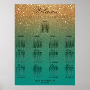 Affiche Mariage 13 Siège - Parties scintillant Turquoise e