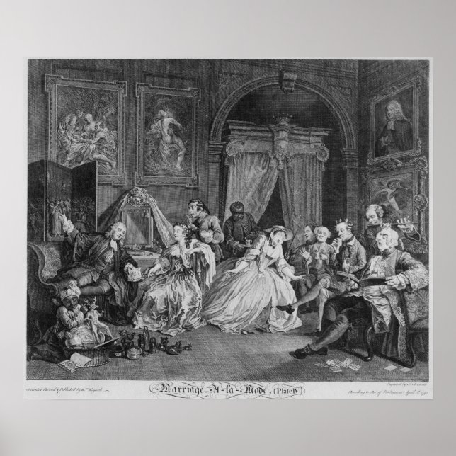 Affiche Mariage à la Mode, Plaque IV, La Toilette, 1745 (Devant)