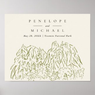 Affiche Mariage à la montagne du parc national de Yosemite