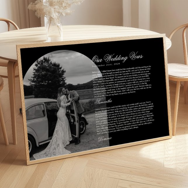 Affiche Mariage à l'écriture moderne Noir & Blanc Voute Ph (Créateur téléchargé)