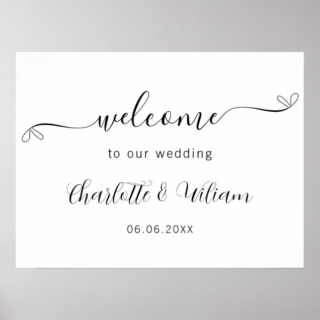 Affiche Mariage accueil élégant script minimaliste (Devant)