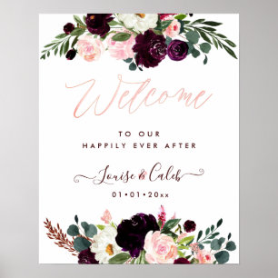 Affiche Mariage ACCUEIL RUSTIQUE DE FLEURS D'EAU EN COULEU