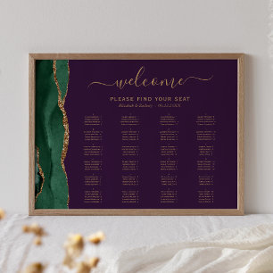 Affiche Mariage Agate Violet Vert Émeraude Places assises