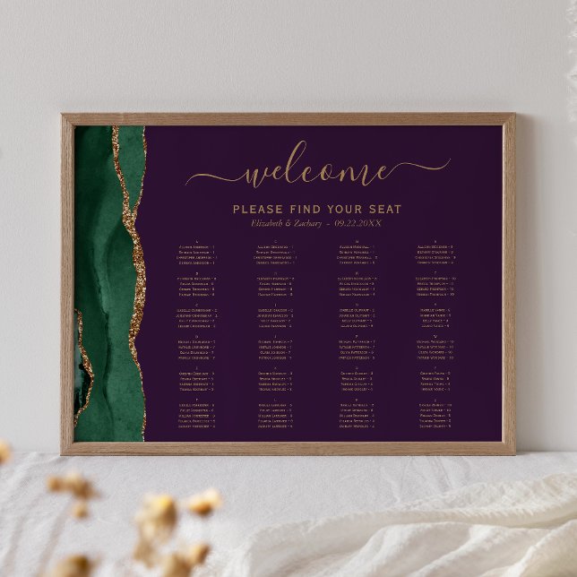 Affiche Mariage Agate Violet Vert Émeraude Places assises (Créateur téléchargé)