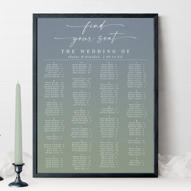Affiche Mariage Alphabétique Bleu et Vert (Créateur téléchargé)