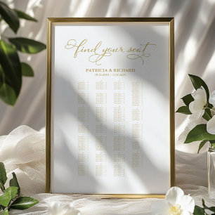 Affiche Mariage Alphabétique Diagramme de siège Gold Foil