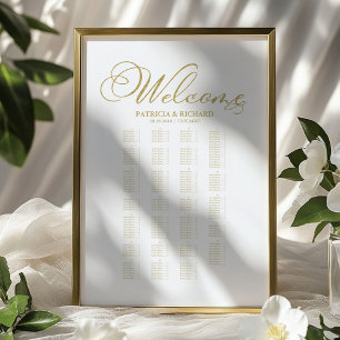 Affiche Mariage Alphabétique Diagramme de siège Gold Foil
