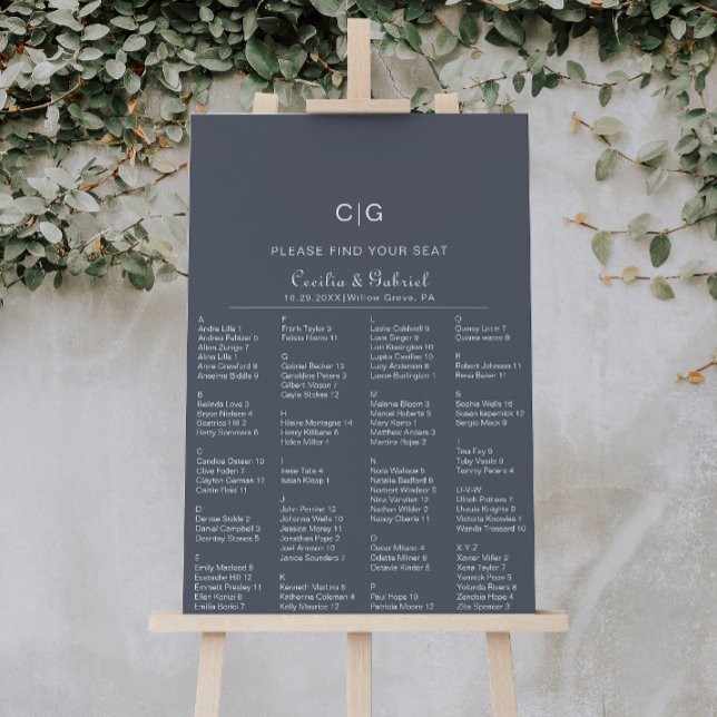 Affiche Mariage alphabétique du soir Boho (Créateur téléchargé)