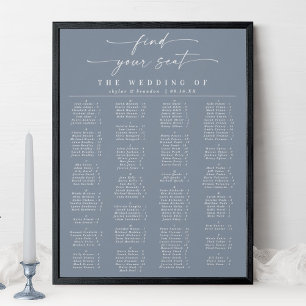 Affiche Mariage Alphabétique Dusty bleu