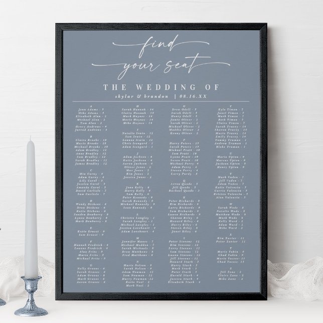 Affiche Mariage Alphabétique Dusty bleu (Créateur téléchargé)