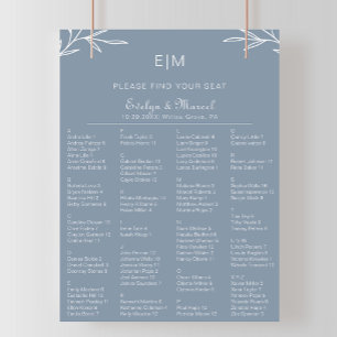 Affiche Mariage Alphabétique Dusty bleu