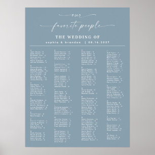 Affiche Mariage Alphabétique Dusty bleu