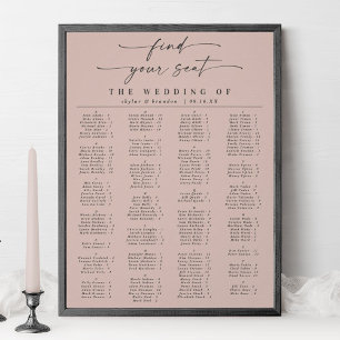 Affiche Mariage alphabétique simple rose