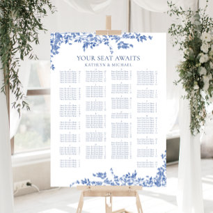 Affiche Mariage Alphabétique Vintage bleu