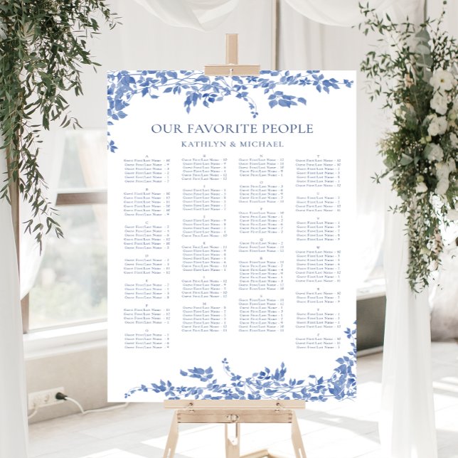 Affiche Mariage Alphabétique Vintage bleu (Créateur téléchargé)