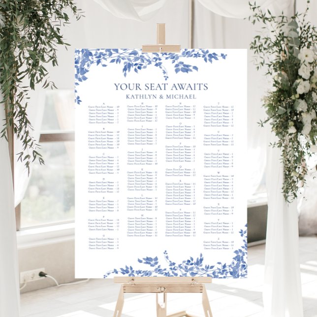 Affiche Mariage Alphabétique Vintage bleu (Créateur téléchargé)