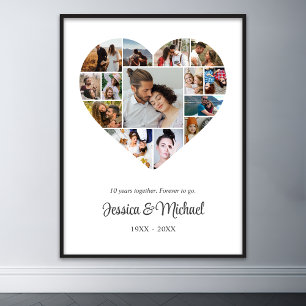 Affiche Mariage Anniversaire Couple Heart Photo Collage