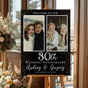 Affiche Mariage anniversaire photo collage bienvenue