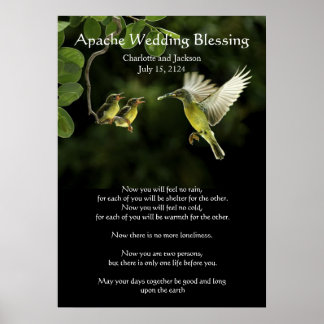 Affiche Mariage Apache Bénédiction Hummingbird nourrissant